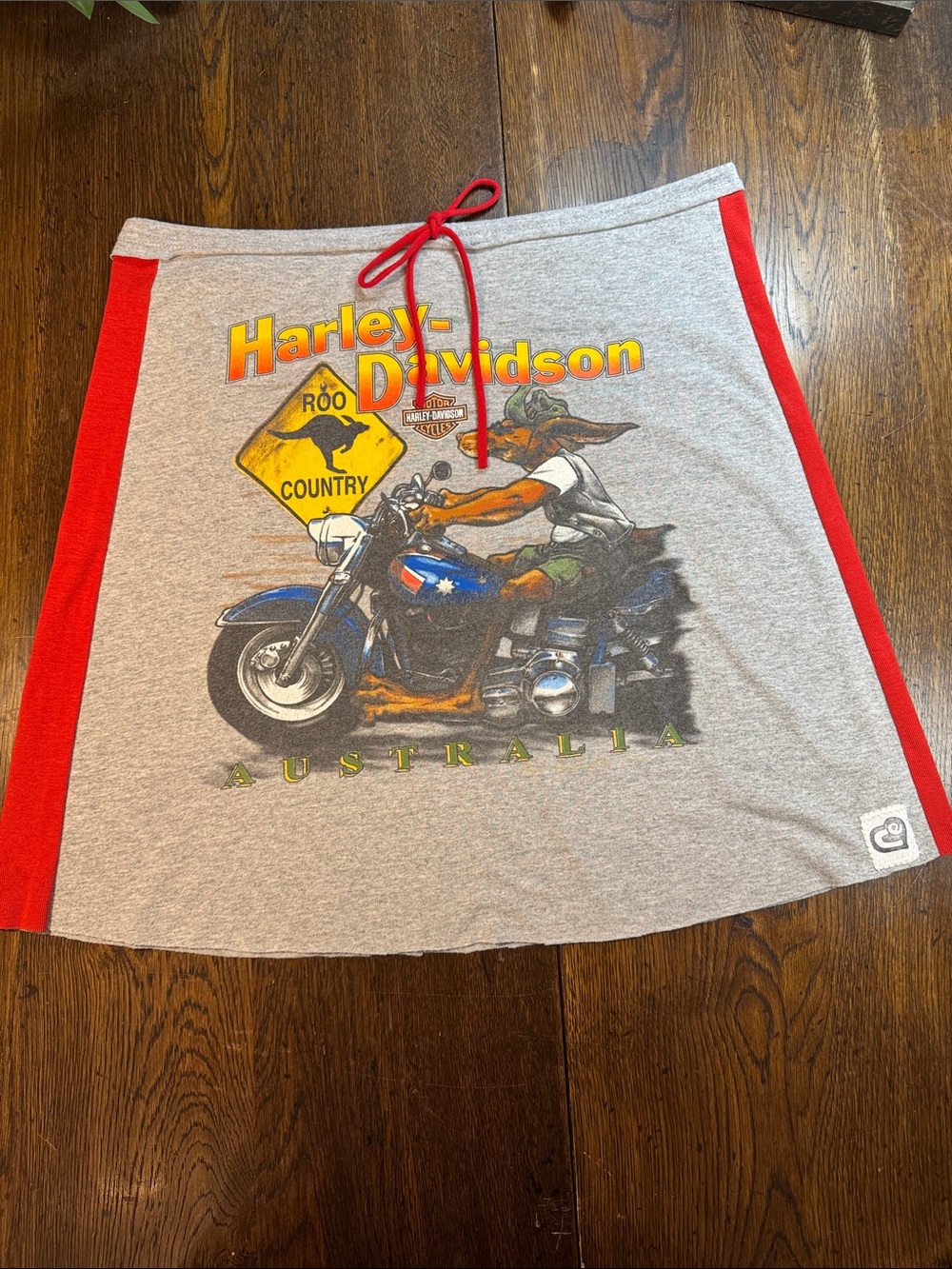 ReLove Harley-Davidson Grey & Red Mini Skirt